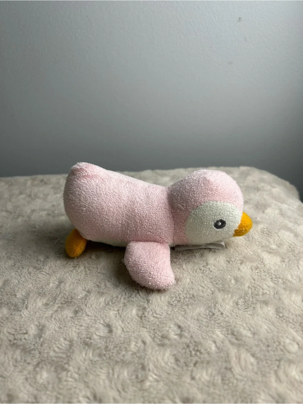 RaZbuddy Pink Penguin Plush Pacifier Holder White Orange RaZbaby Lovey